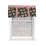RLF Home Strawberry Pleated 100% Cotton Rod Pocket  Window Valance 50" x 17" Black