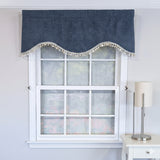 RLF Home Flanel Cornice 100% Cotton Rod Pocket Lined  Window Valance 50" x 17" Navy