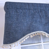 RLF Home Flanel Cornice 100% Cotton Rod Pocket Lined  Window Valance 50" x 17" Navy