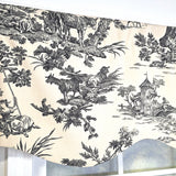 RLF Home Evocative Provance 100% Cotton Rod Pocket Lined  Window Valance 50" x 15" Black