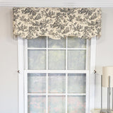 RLF Home Tradition Provance 100% Cotton Rod Pocket Lined  Window Valance 50" x 15" Black