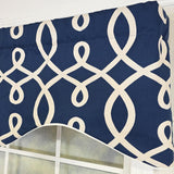 RLF Home Oblique Cornice 100% Cotton Rod Pocket Lined  Window Valance 50" x 17" Navy
