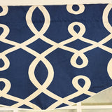 RLF Home Oblique Cornice 100% Cotton Rod Pocket Lined  Window Valance 50" x 17" Navy