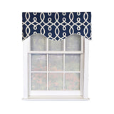 RLF Home Oblique Cornice 100% Cotton Rod Pocket Lined  Window Valance 50" x 17" Navy