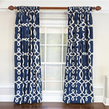RLF Home Oblique 100% Cotton Rod Pocket Window Curtain set of 2 Panels 100" x 63" Navy