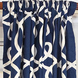 RLF Home Oblique 100% Cotton Rod Pocket Window Curtain set of 2 Panels 100" x 63" Navy