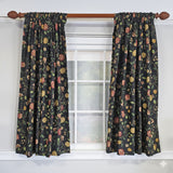 RLF Home NightFall 100% Cotton Rod Pocket Window Curtain set of 2 Panels 100" x 63" Black