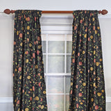 RLF Home NightFall 100% Cotton Rod Pocket Window Curtain set of 2 Panels 100" x 63" Black