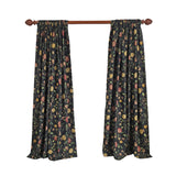 RLF Home NightFall 100% Cotton Rod Pocket Window Curtain set of 2 Panels 100" x 63" Black