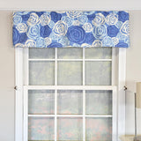 RLF Home 100% Cotton High Quality Rosales Tailored Window Valance with 1.5" Rod Pocket 50" W X 12" L Blue
