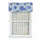 RLF Home 100% Cotton High Quality Rosales Tailored Window Valance with 1.5" Rod Pocket 50" W X 12" L Blue