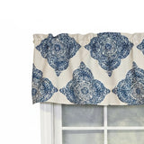 RLF Home 100% Cotton High Quality Lazaro Tailored Window Valance with 1.5" Rod Pocket 50" W X 12" L Blue