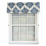 RLF Home 100% Cotton High Quality Lazaro Tailored Window Valance with 1.5" Rod Pocket 50" W X 12" L Blue