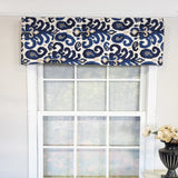 RLF Home 100% Cotton High Quality Tracy Tailored Window Valance with 1.5" Rod Pocket 50" W X 12" L Navy