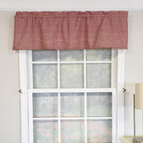 RLF Home 100% Cotton High Quality Minicheck Tailored Window Valance with 1.5" Rod Pocket 50" W X 12" L Red