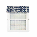 RLF Home 100% Cotton High Quality Oblique Tailored Window Valance with 1.5" Rod Pocket 50" W X 12" L Navy