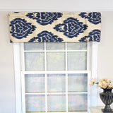 RLF Home 100% Cotton High Quality Flame Tailored Window Valance with 1.5" Rod Pocket 50" W X 12" L Navy