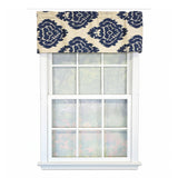 RLF Home 100% Cotton High Quality Flame Tailored Window Valance with 1.5" Rod Pocket 50" W X 12" L Navy