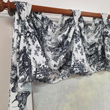 RLF Home Baroque 3-S Victory 100% Cotton Tab Top Swag Window Curtain 54" x 25" Black