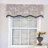 RLF Home Caceres Stripe Trimmed Cornice Window Valance 100% Cotton Lined Rod Pocket 50" x 17" Beige