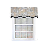 RLF Home Caceres Stripe Trimmed Cornice Window Valance 100% Cotton Lined Rod Pocket 50" x 17" Beige