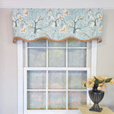 RLF Home Tree Bird Ruffled Provance Window Valance 100% Cotton Lined Rod Pocket 50" x 17"