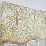 RLF Home Tree Bird Ruffled Provance Window Valance 100% Cotton Lined Rod Pocket 50" x 17"