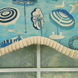 RLF Home 100% Cotton Umbrellas Provance With Ivory Lining Rod Pocket Window Valance 50" x 17" Blue