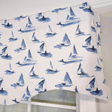 RLF Home 100% Cotton Sailboats Regal With Ivory Lining Rod Pocket Window Valance 50" x 17" Blue