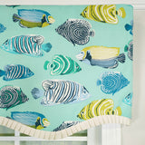 RLF Home 100% Cotton Fishbowl Provance With Ivory Lining Rod Pocket Window Valance 50" x 17" Aqua