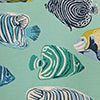 RLF Home 100% Cotton Fishbowl Provance With Ivory Lining Rod Pocket Window Valance 50" x 17" Aqua