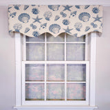 RLF Home 100% Cotton Seashells Regal With Ivory Lining Rod Pocket Window Valance 50" x 17" Blue
