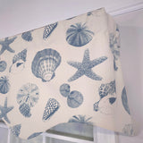 RLF Home 100% Cotton Seashells Regal With Ivory Lining Rod Pocket Window Valance 50" x 17" Blue