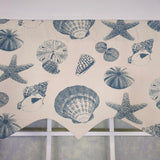 RLF Home 100% Cotton Seashells Regal With Ivory Lining Rod Pocket Window Valance 50" x 17" Blue