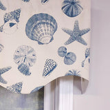 RLF Home 100% Cotton Seashells Regal With Ivory Lining Rod Pocket Window Valance 50" x 17" Blue