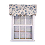 RLF Home 100% Cotton Seashells Regal With Ivory Lining Rod Pocket Window Valance 50" x 17" Blue
