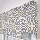 RLF Home 100% Cotton Diomedes Regal With Ivory Lining Rod Pocket Window Valance 50" x 17" Gray