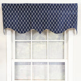 RLF Home 100% Cotton Marine Rope Regal With Ivory Lining Rod Pocket Window Valance 50" x 17" Navy