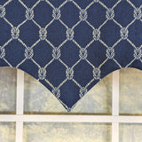 RLF Home 100% Cotton Marine Rope Regal With Ivory Lining Rod Pocket Window Valance 50" x 17" Navy