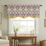 RLF Home 100% Cotton Suzani Provance With Ivory Lining Rod Pocket Window Valance 50" x 17" Yellow
