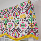 RLF Home 100% Cotton Suzani Provance With Ivory Lining Rod Pocket Window Valance 50" x 17" Yellow