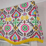 RLF Home 100% Cotton Suzani Provance With Ivory Lining Rod Pocket Window Valance 50" x 17" Yellow