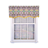 RLF Home 100% Cotton Suzani Provance With Ivory Lining Rod Pocket Window Valance 50" x 17" Yellow