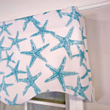 RLF Home 100% Cotton StarFish Regal With Ivory Lining Rod Pocket Window Valance 50" x 17" Aqua