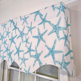 RLF Home 100% Cotton StarFish Regal With Ivory Lining Rod Pocket Window Valance 50" x 17" Aqua