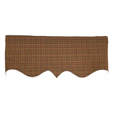 RLF Home Barn Plaid Regal Window Valance 100% Cotton Lined Rod Pocket 50" x 17" Brown