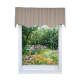 RLF Home French Stripe Regal Window Valance 100% Cotton Lined Rod Pocket 50" x 17" Beige