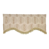 RLF Home Shaggy Trimmed Cornice Window Valance 100% Cotton Lined Rod Pocket 50" x 17" Beige