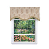 RLF Home Shaggy Trimmed Cornice Window Valance 100% Cotton Lined Rod Pocket 50" x 17" Beige