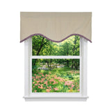 RLF Home Lilac Stripe Trimmed Cornice Window Valance 100% Cotton Lined Rod Pocket 50" x 17" Purple
